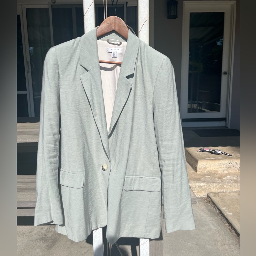 Topshop Seafoam and Cream Blazer